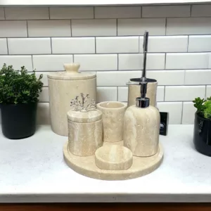 travertine marble bathroom set