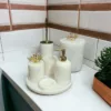 white marble bathroom organizer
